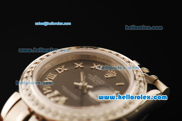 Rolex Datejust Automatic Movement ETA Coating Case with Chocolate Dial and Diamond Bezel - Click Image to Close